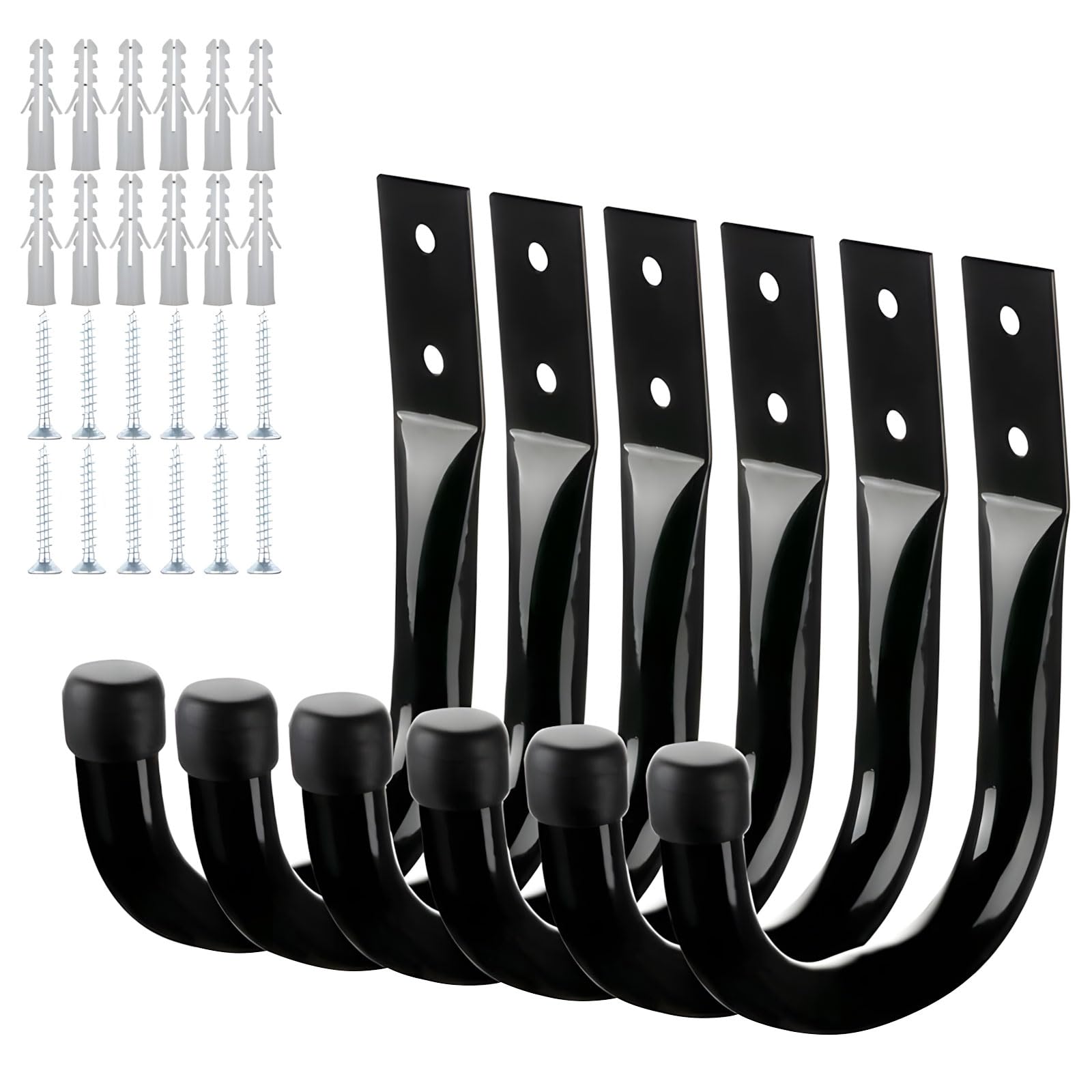 Laikoutd Black 12Pcs Rust Proof Metal Hooks For Garage Workshop And Basement Load Capacity 30Kg Easy Installation Included Ladder Hooks For Garage