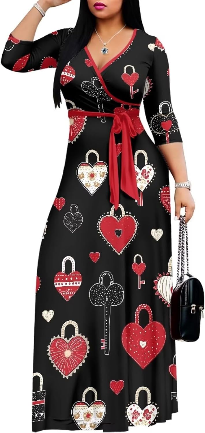 American 250Th Anniversary Maxi Dress Women's 1776-2026 Patriotic Print Wrap Long Dress for Independence Day