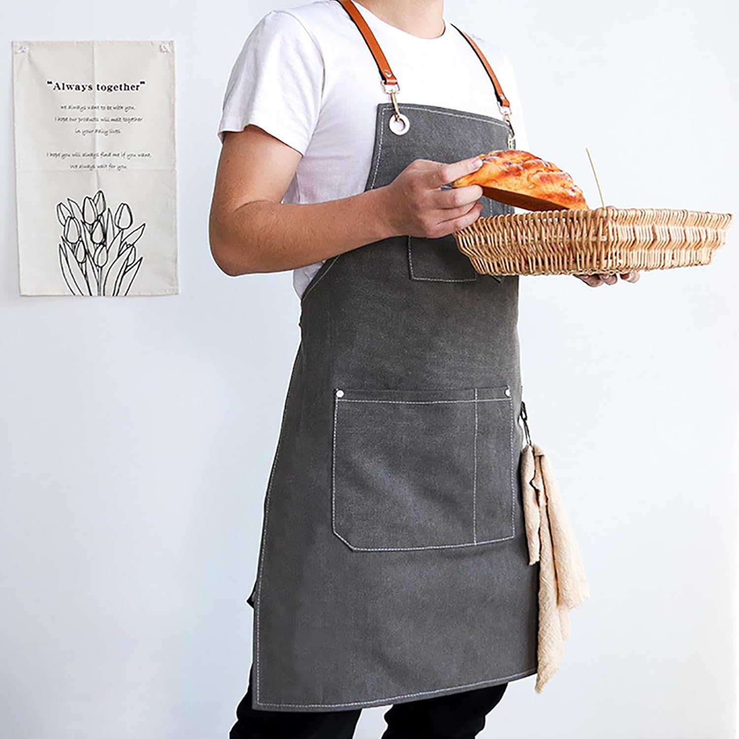 Cotton Canvas Cross Back Apron for Art Painting, Garden, Chef, Work, Unisex with Pockets, Adjustable