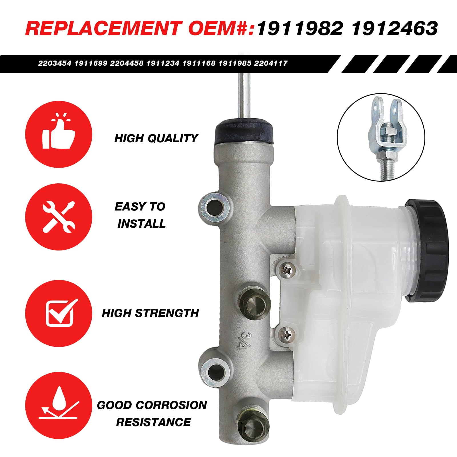 Polaris Ranger XP 1000 Brake Master Cylinder (2017-2018) – OEM-Style Replacement, Direct Fit, Part #1911515