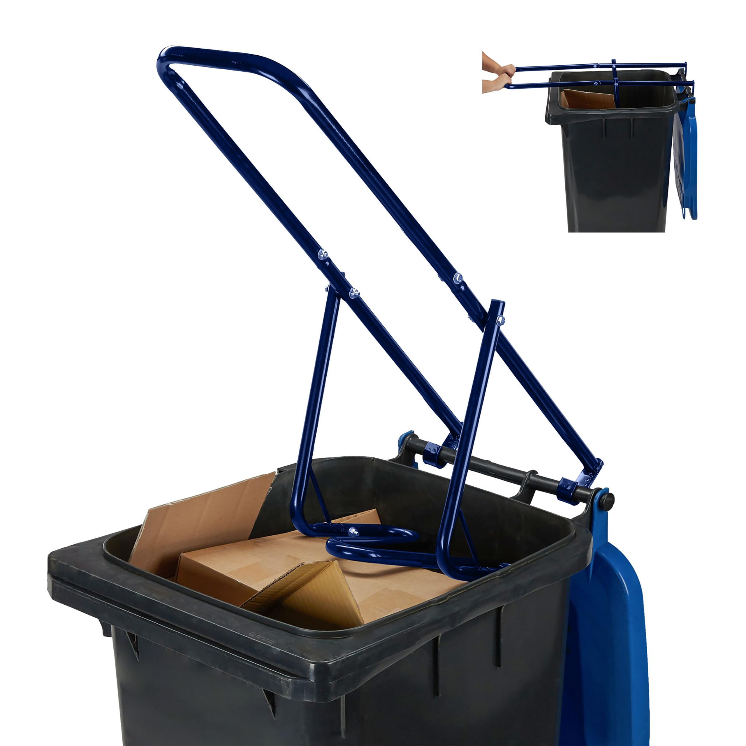Relaxdays waste press for bins, compactor for household waste, residual waste, plastic, manual, steel, blue