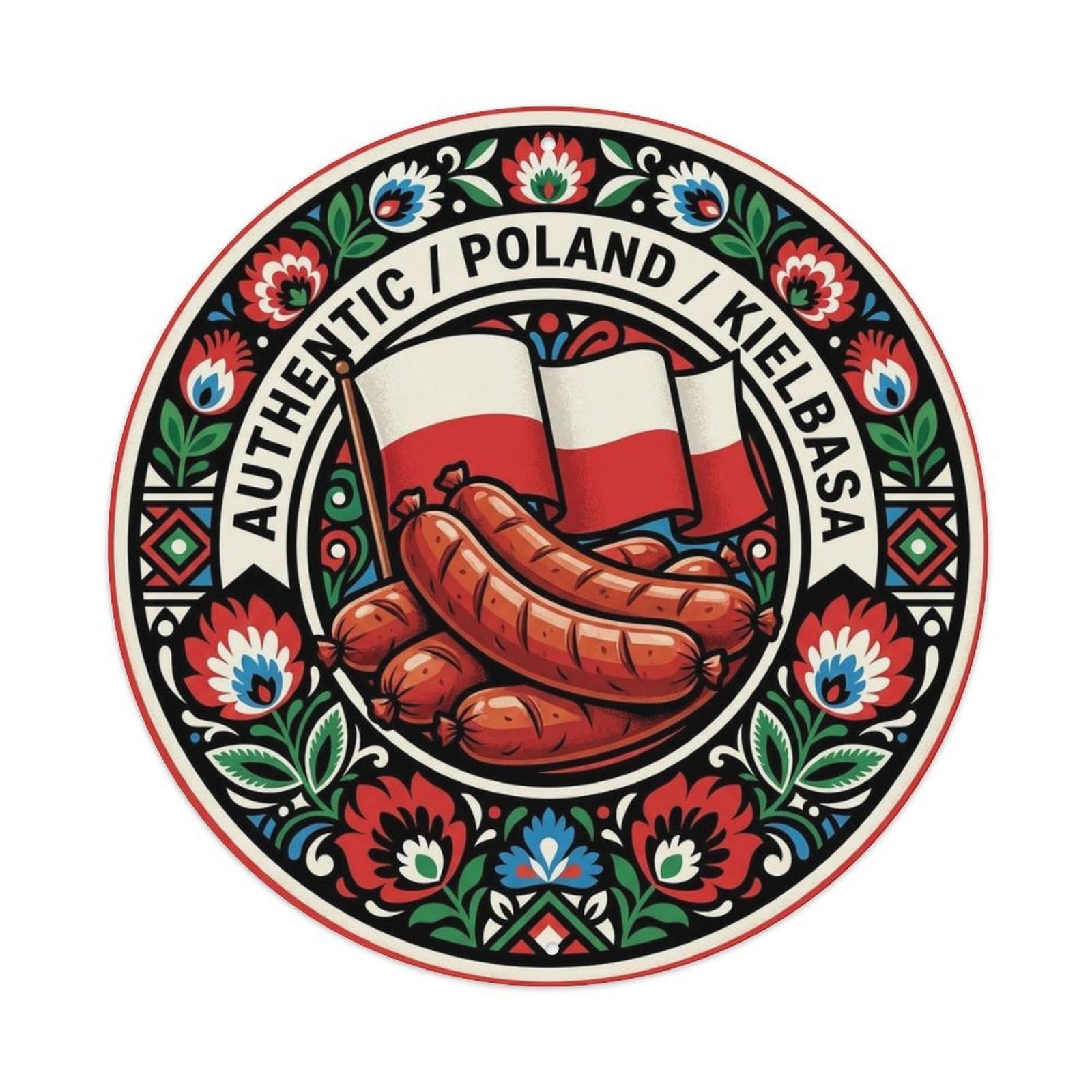 Poland Travel Kielbasa Polish Sausage Dish Cuisine Metal Tin Sign