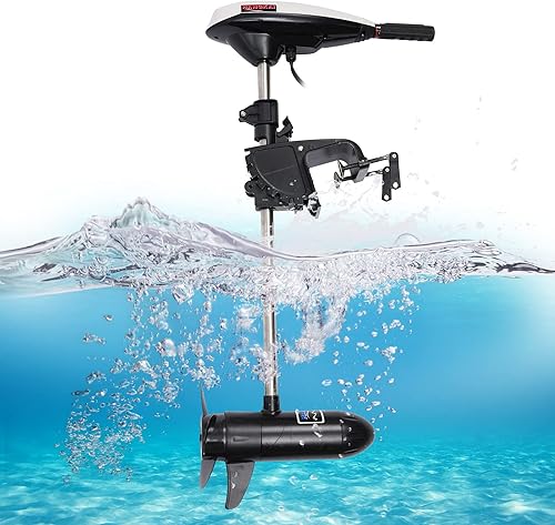 Miniatura 4 de Motor eléctrico de arrastre con empuje de 45 libras, motor de pesca de barco con hélice de tres palas, longitud y ángulo del eje principal se ajusta