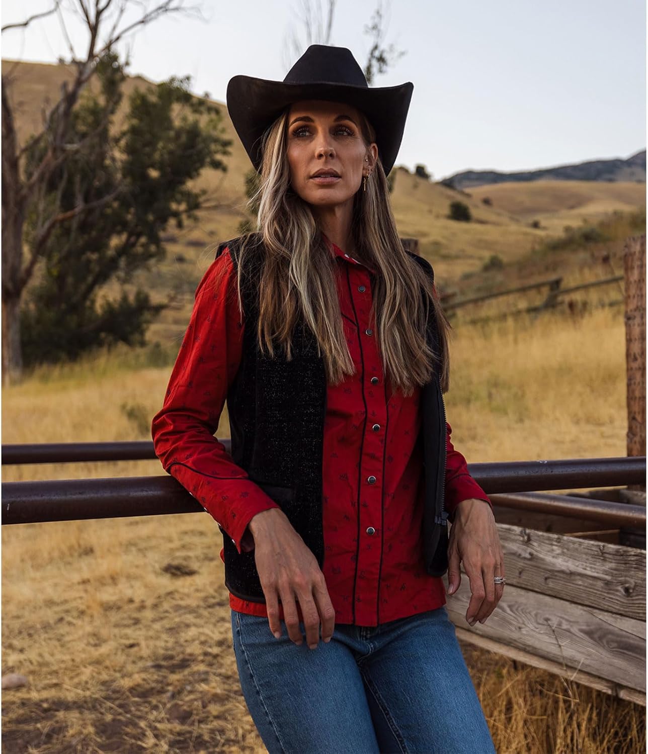 Outback Trading Company Women's Cattle Brand Shirt | 100% Cotton Long Sleeve Western Shirt | Pearl Snaps & Cattle Brand Print - Image 5