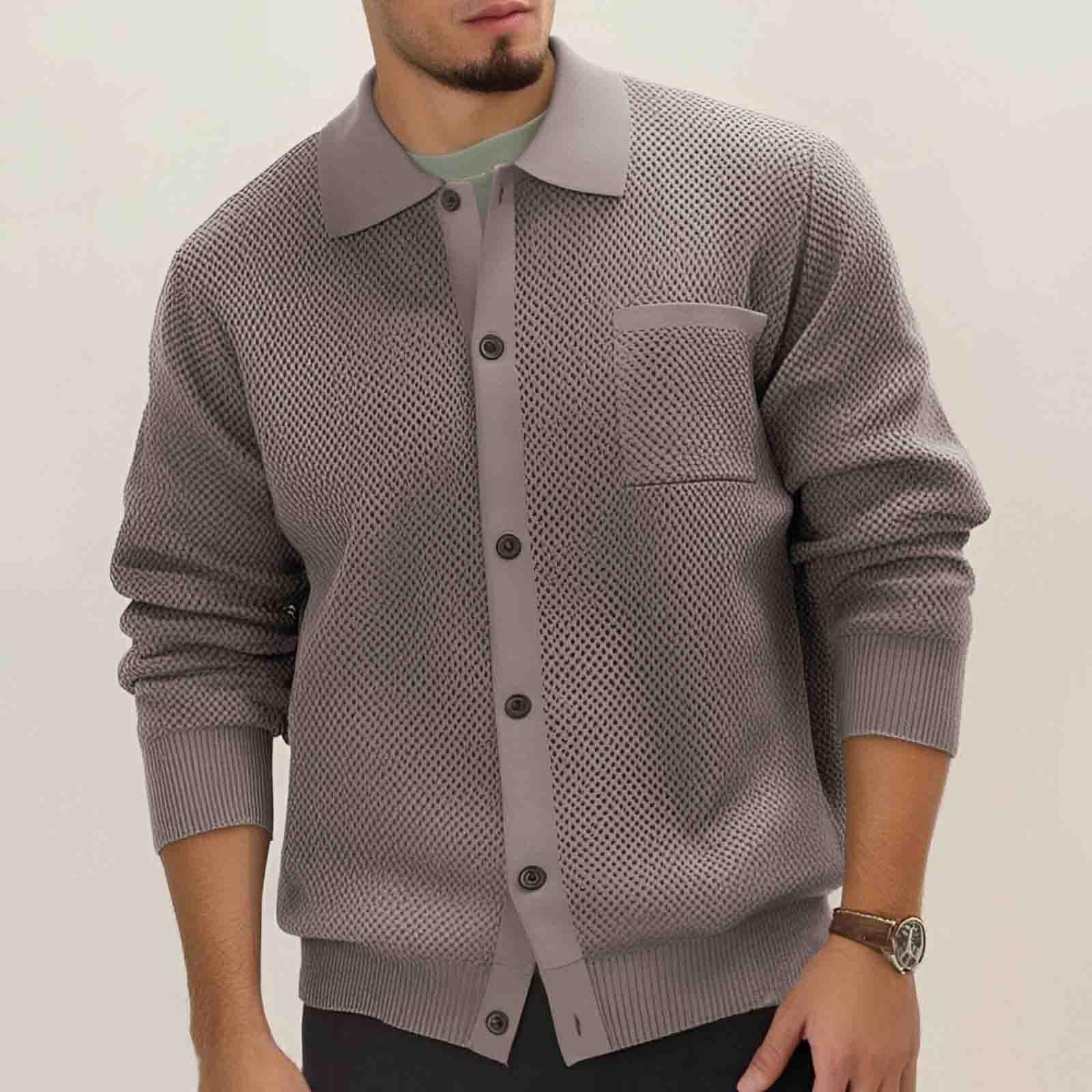 Cardigan Hombre Punto, Chaqueta De Lana para Hombre con Botones De Punto De Manga Larga Frente Abierto Ligeros con Botones Suéter Tipo Cárdigan para El Ocio Y El Autocultivo