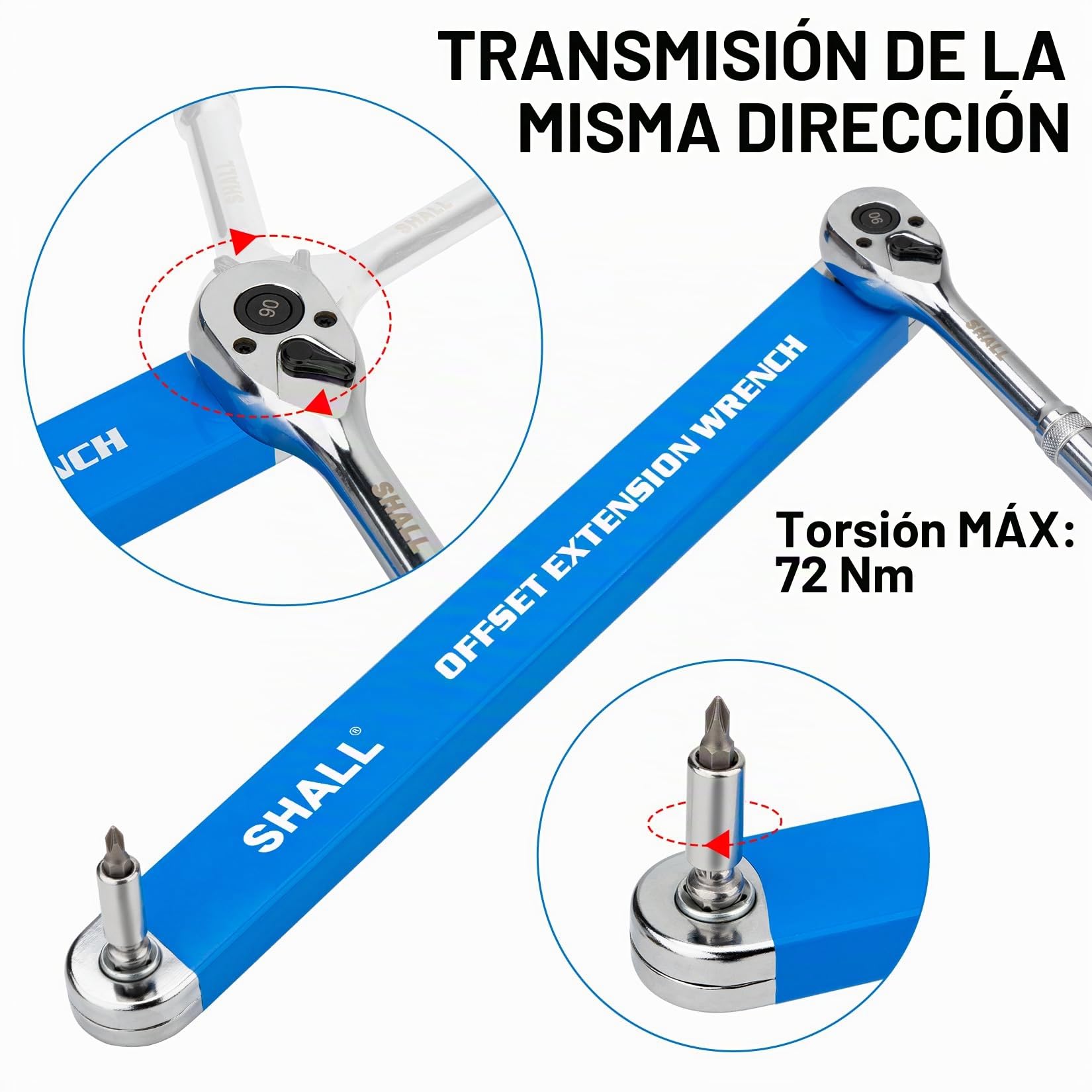 SHALL Llave de extensión compensada – Juego de llaves de extensión de desplazamiento listas para impacto de 15.4 pulgadas, con adaptadores de unidad cuadrada de 1/2 pulgadas, 1/4 pulgadas y 3/8