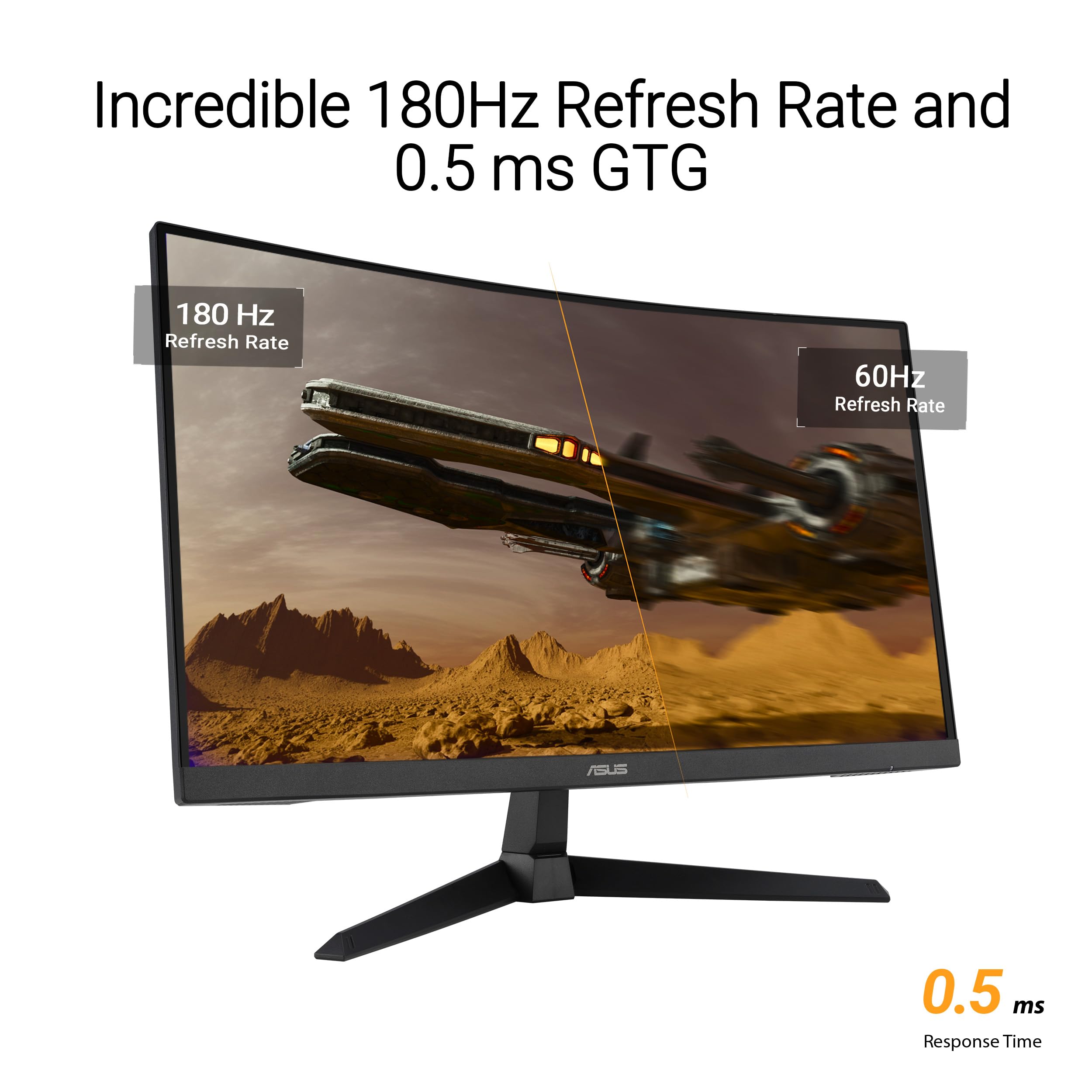 ASUS TUF Gaming VG27WQ3B Monitor Curvo 27", Quad HD VA (2560x1440), 0,5 ms (GTG), 180Hz, Tecnologia Extreme Low Motion Blur, FreeSync, 90% DCI-P3, Nero