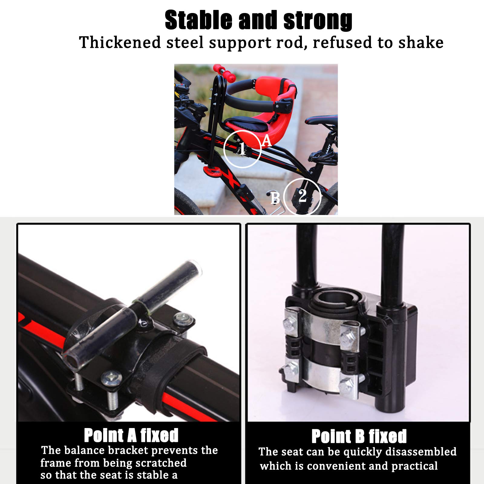 Xoeryoy Front-Kinderfahrradsitz - Verstellbarer Babysitz Mit 360° Schutz & Sicherheitsgurt