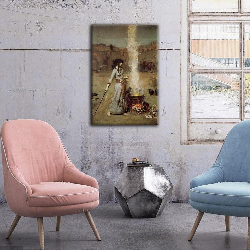 Gothic Wall Art Canvas Prints, The Witch Magic Circle by John