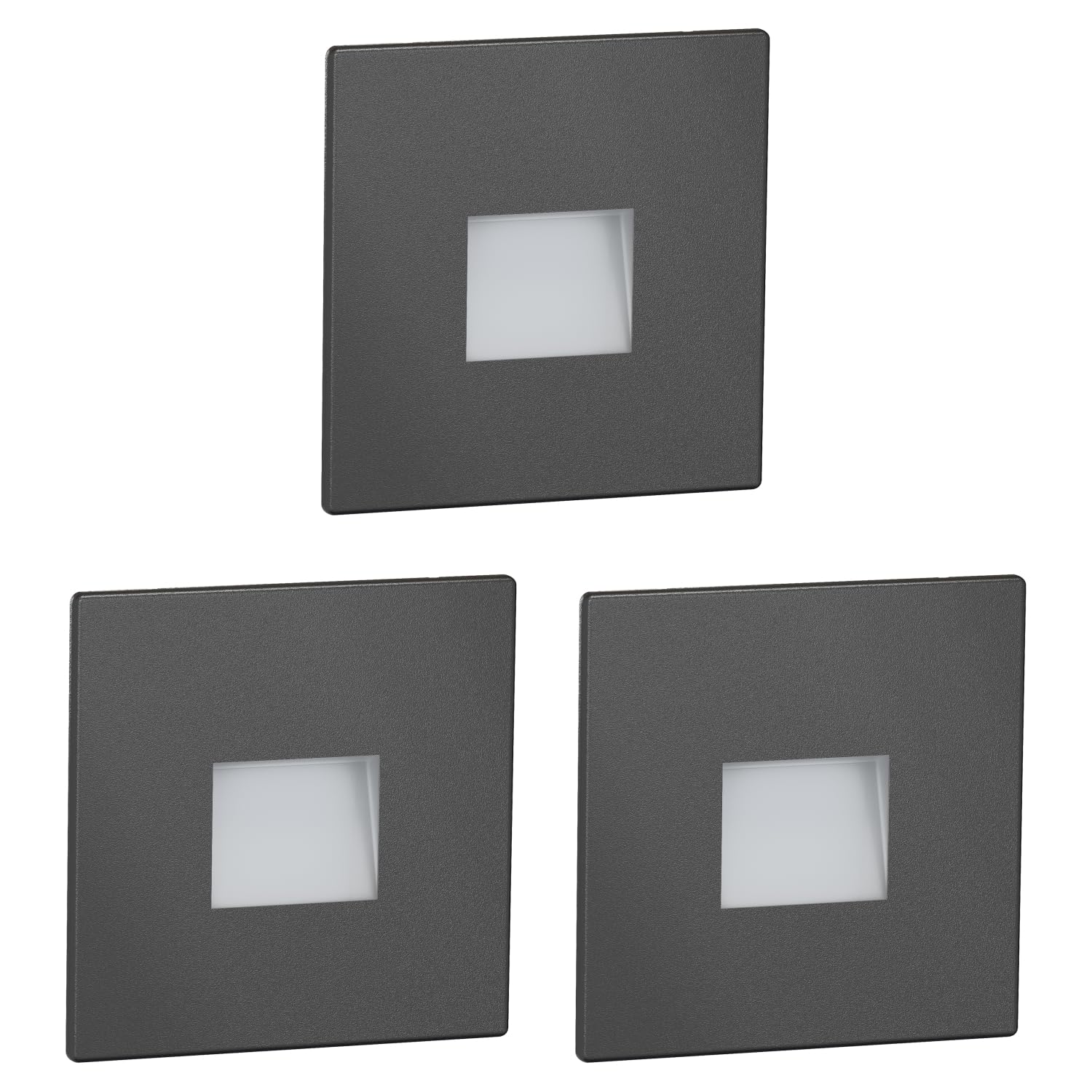 ledscom.de 3 LED Staircase Light/recessed wall Light FOW for Indoors and Outdoors Downlight, Angular, Anthracite, 85 x 85mm, Warm White