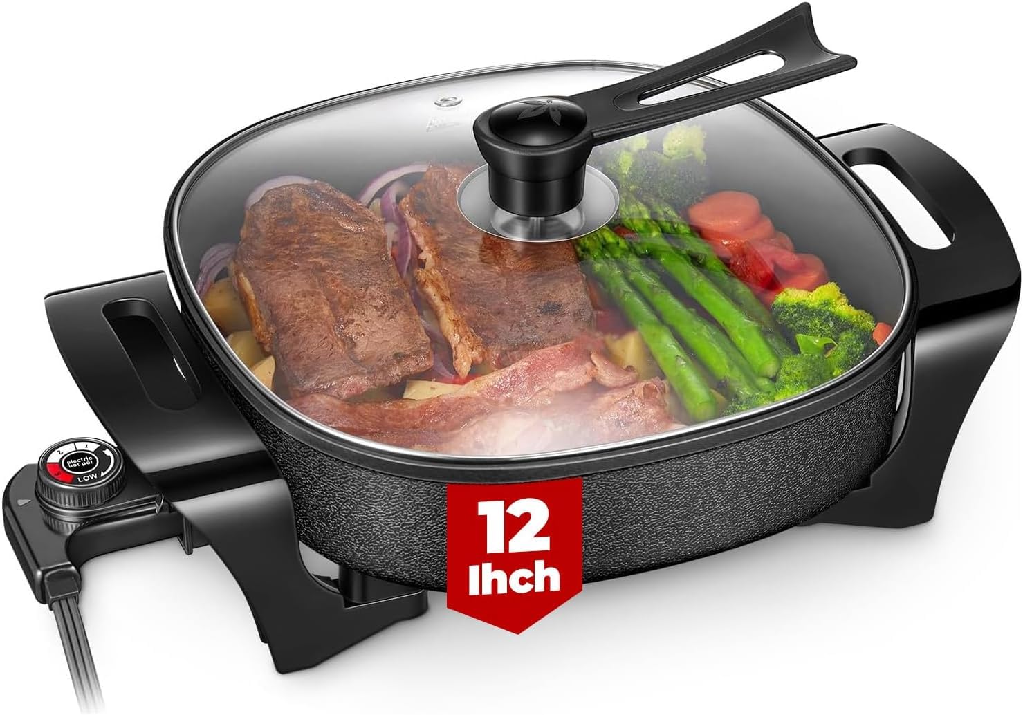 FOHERE Deep Nonstick Electric Skillet