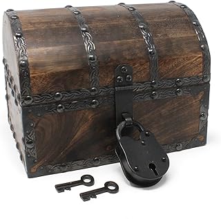 Nautical Cove Wooden Treasure Chest with Decorative Rivets and Reinforci...