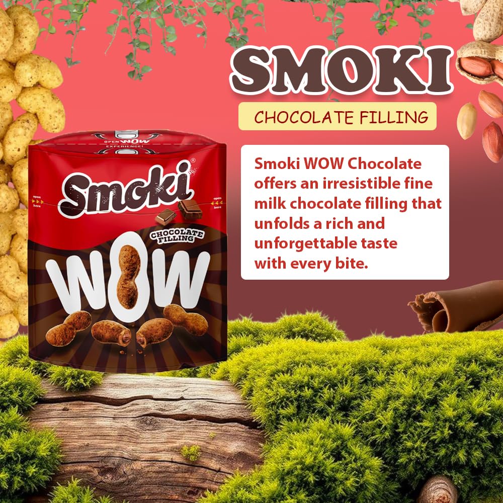 27 PCS Smoki WOW Schokolade – Unwiderstehliche Milchschokolade mit Erdnuss- & Maisgrießfüllung, 35% Kakao (SMOKI WOW Chocolate 70g (Pack of 27))