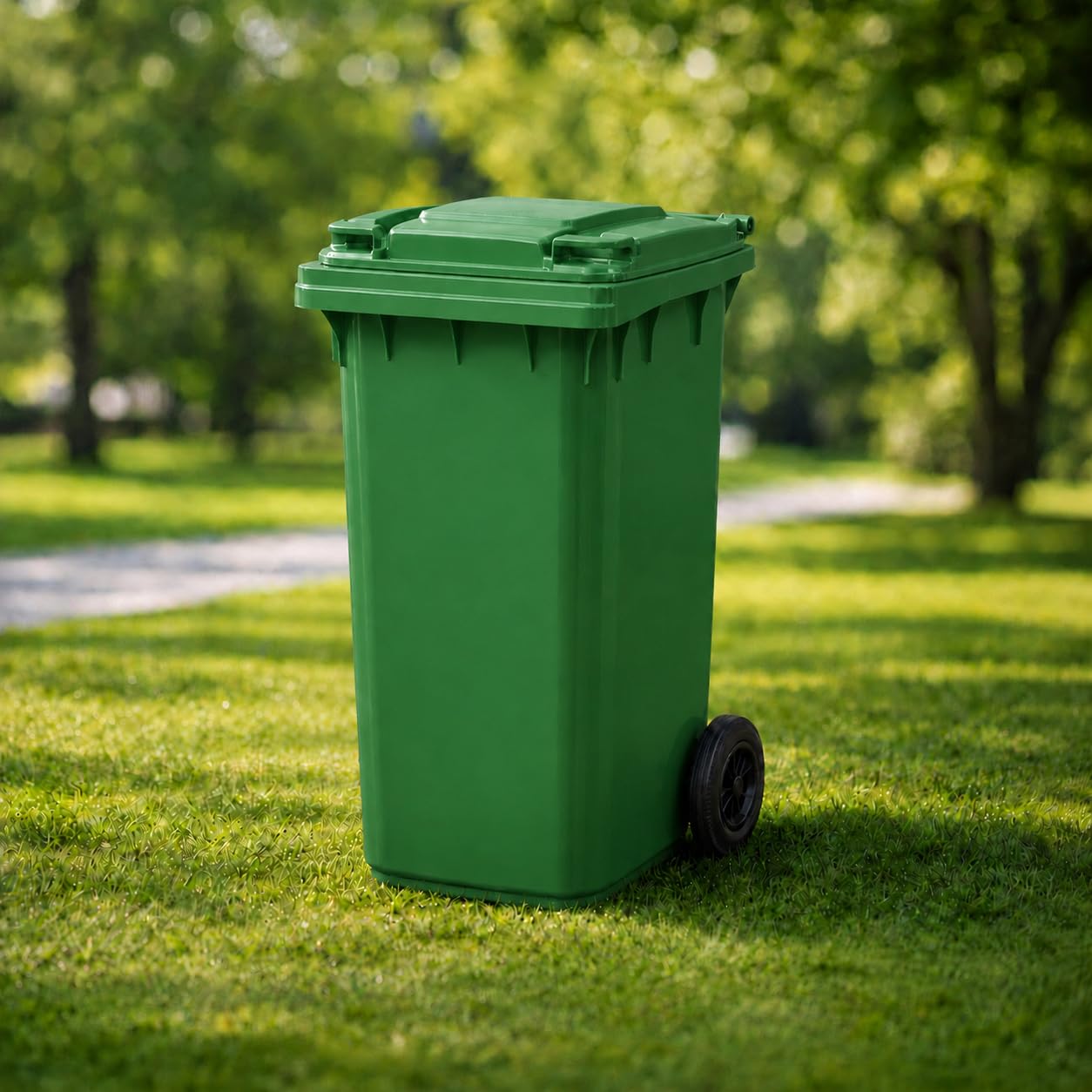 SuperGift.com Green - 240L Wheelie Bin for Household, Commercial & Industrial, Large Outdoor Waste Container, Outdoor Rubbish Bin, Large Mobile Waste Bin, Easy-Roll, Durable Plastic — image 1