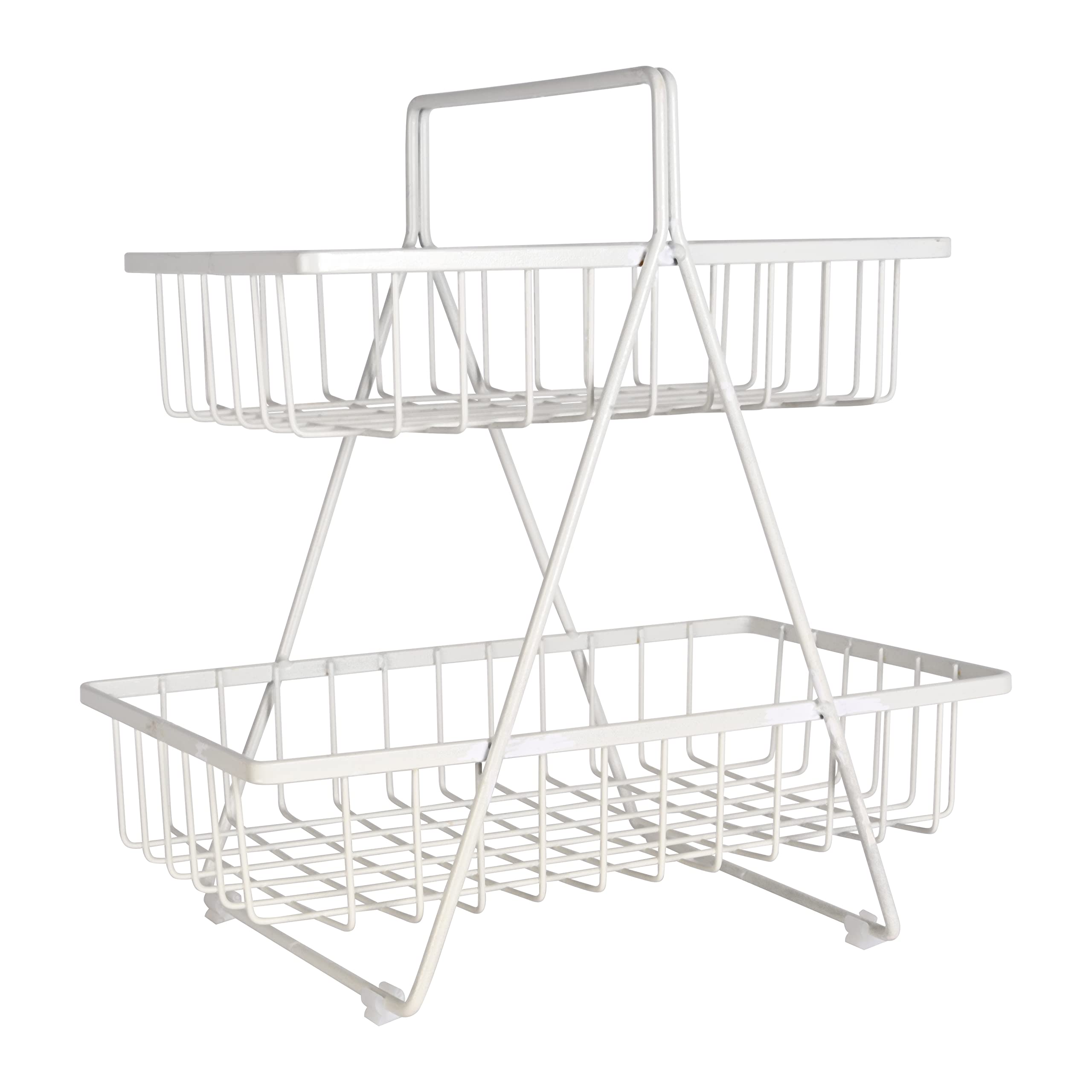 Appeasy 2-Tier Fruit & Vegetable Basket for Dining Table/Kitchen. Size(White),Solid