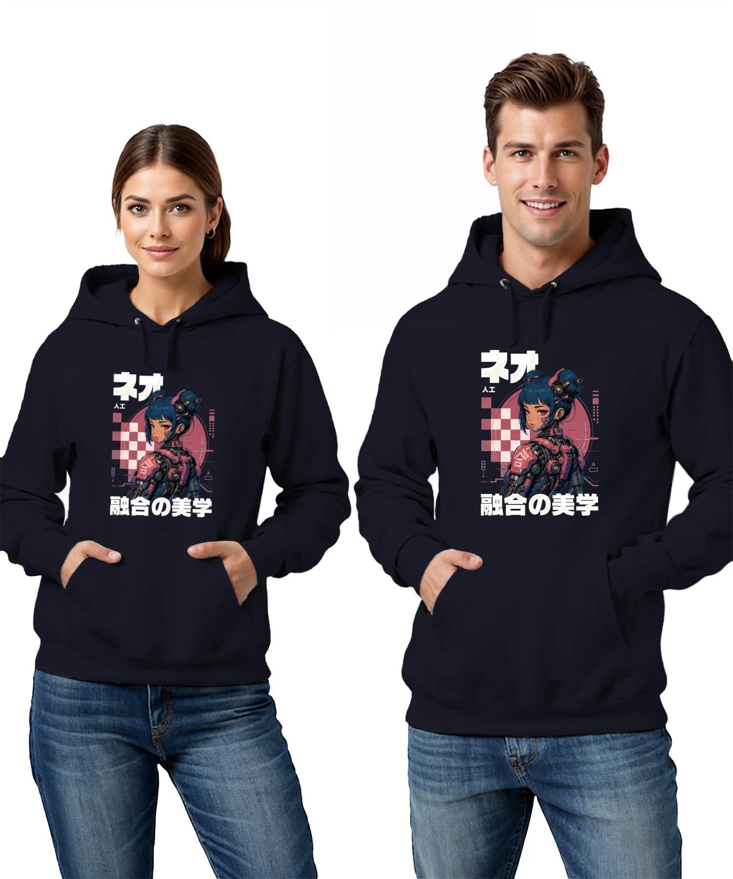 Cyberpunk Anime Dziewczęca Japonia Y2K bluza z kapturem | Manga Android Vaporwave Otaku Gamer Mecha Synthwave Techwear Cybercore Dystopijny pomysł na prezent Futuryzm