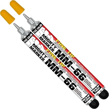 MM-66 Pump Action Ball Point Marker, Fine Tip #0, Pressurized Industrial Marking Pen with Steel Rolling Ball Tip, 1.2mm Line Width, Metal Barrel, Manufactured in the USA Yellow