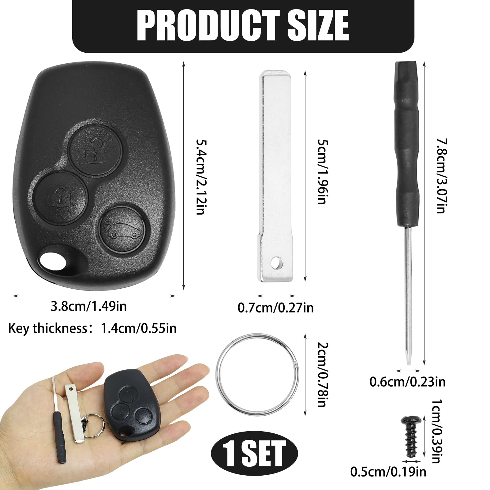 HURRISE étui Porte-clés Flip 2 Boutons Télécommande Porte-clés étui