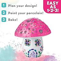 Vista 4 de MindWare Paint Your Own Fairy Mushroom House Light - Craft Kit Includes 2 Tea Lights, Paint, Brushes and Instruction Guide