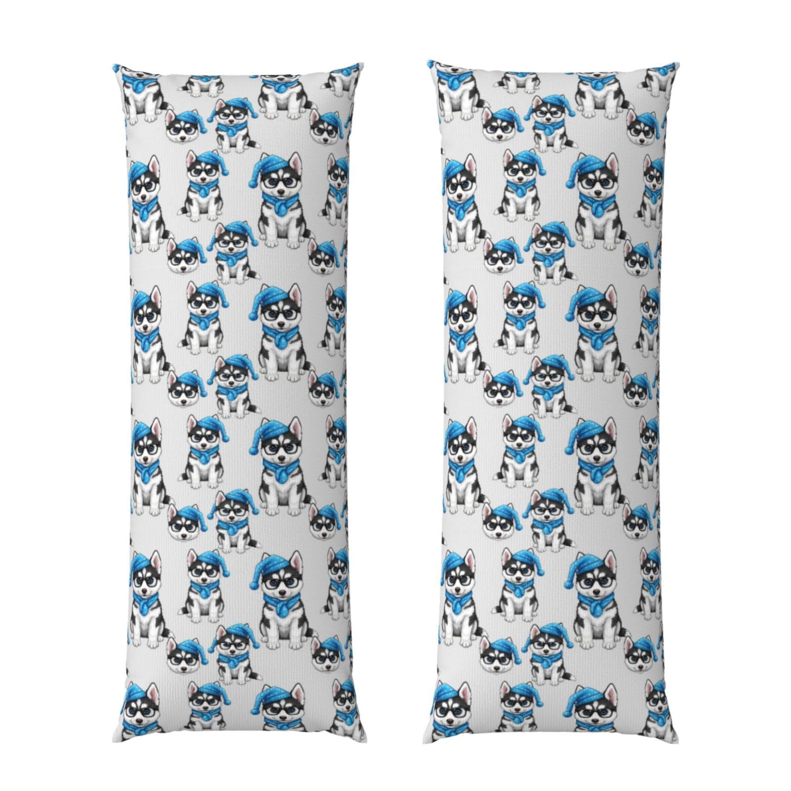 Long Pillowcase 20x60 Siberian Husky Puppy Dog, Body Pillow Cover with Hidden Zipper, Premium Quality Velvet, Breathable Rectangular Case for Bed Couch