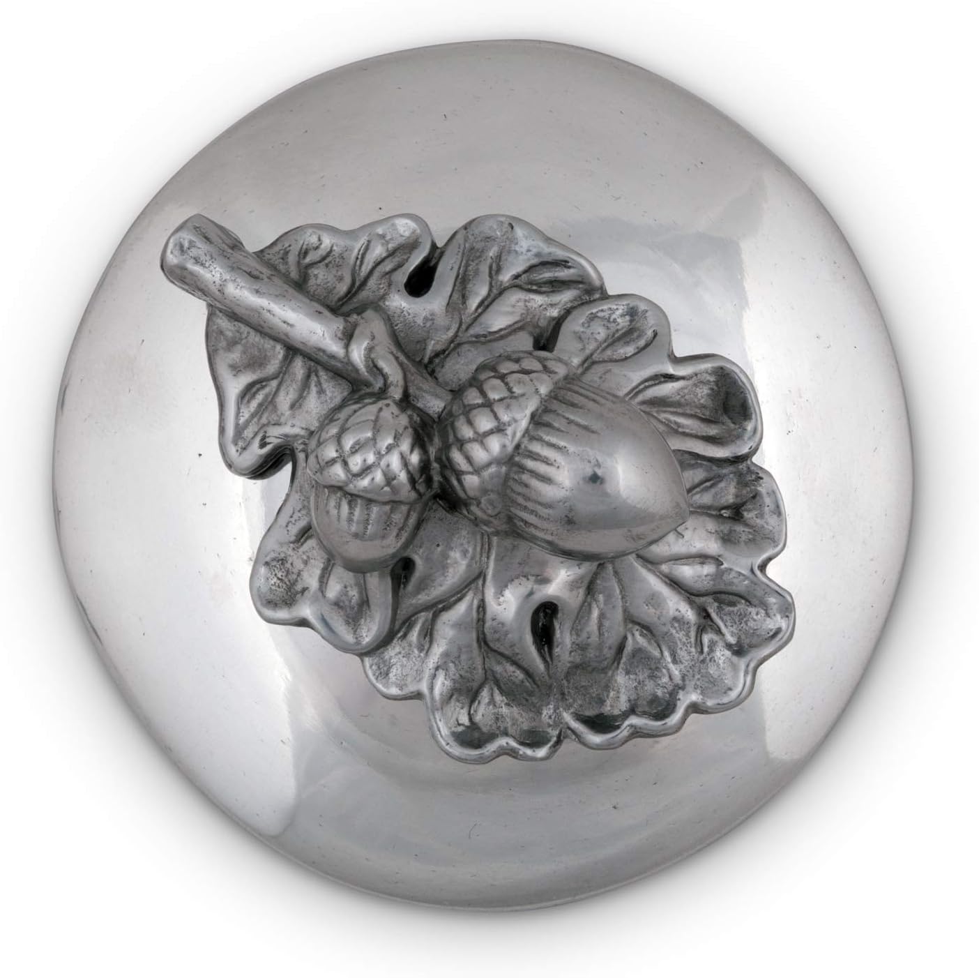 Arthur Court Acorn Oak Leaf Napkin Weight or Office Paperweight for Outdoor Napkin Paper Towel Holder Metal One Size Silver Base 3.75 inch Diameter