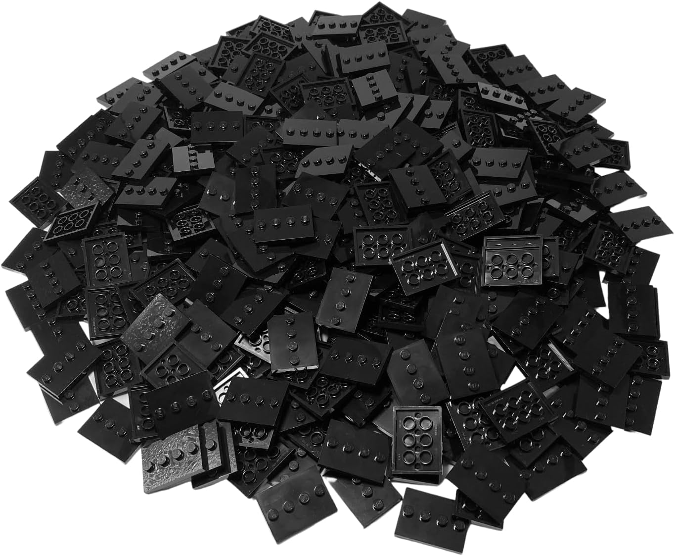 Parts: Tile, Modified 3 X 4 With 4 Studs In Center - Minifigure Display Base Collector Series (PACK Of 16 - Black)
