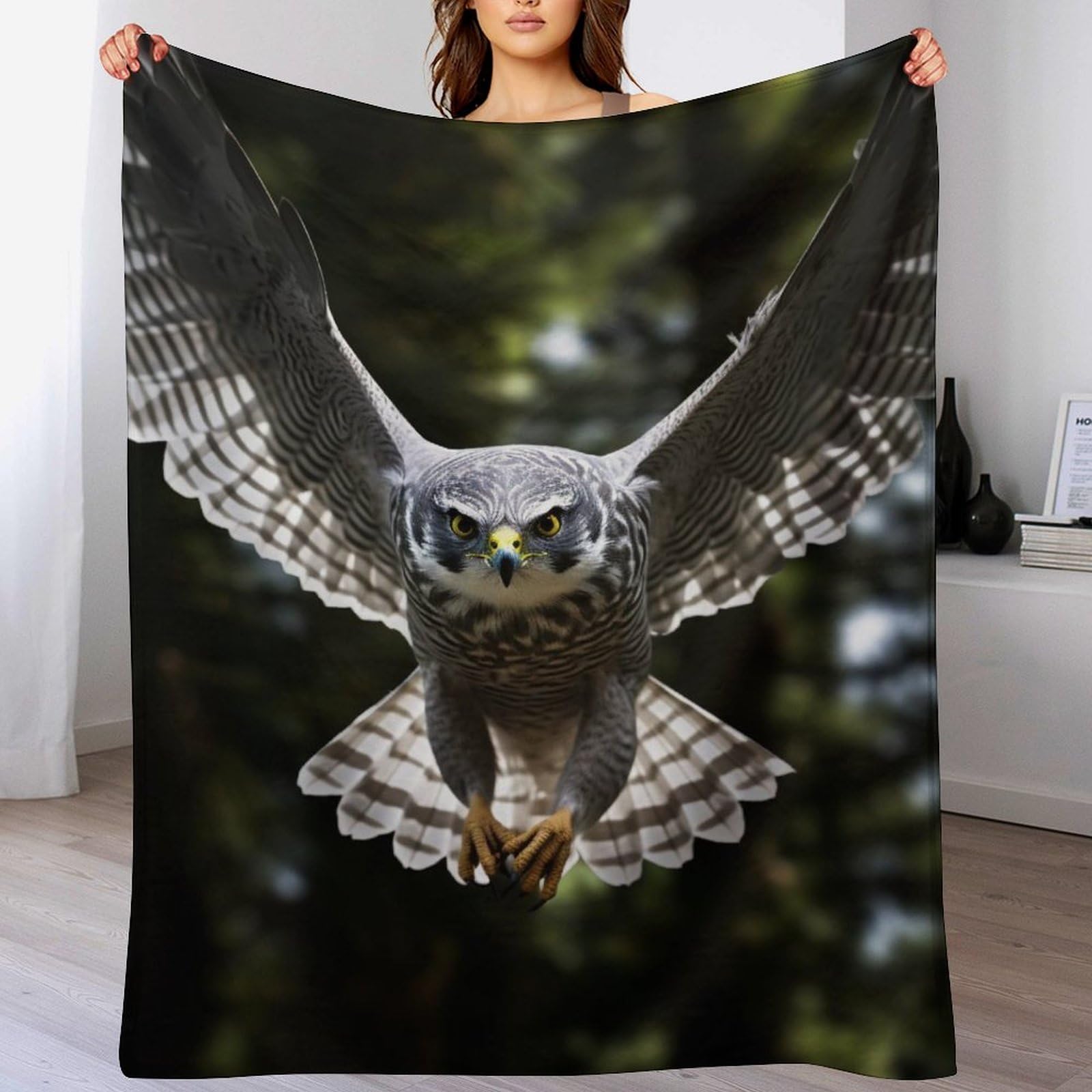 Couverture hibou en flannel douce pour lit et canape 100x130cm