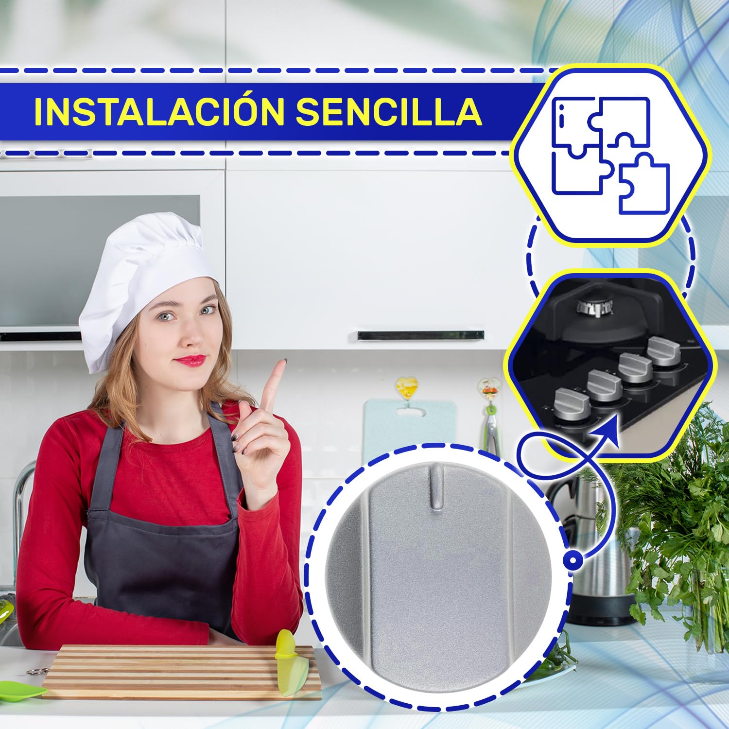 5 Piezas Mando Giratorio para Cocina de Gas Ø 35 mm con Código Original C00260576 para Ariston para Indesit - Garantía de 10 Años - MONTERAL