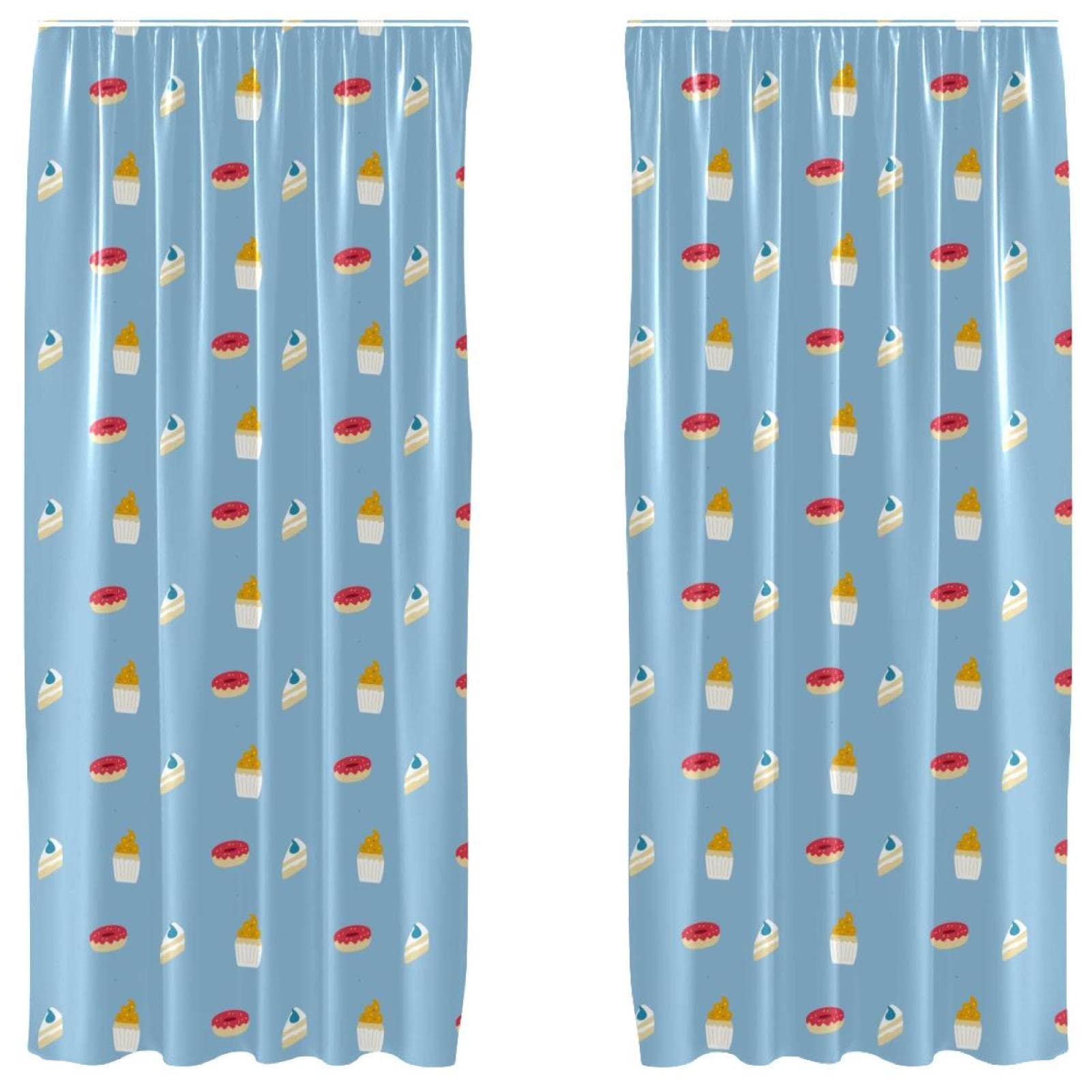 Rideaux occultants contre la lumière du jour motif cupcake bleu clair