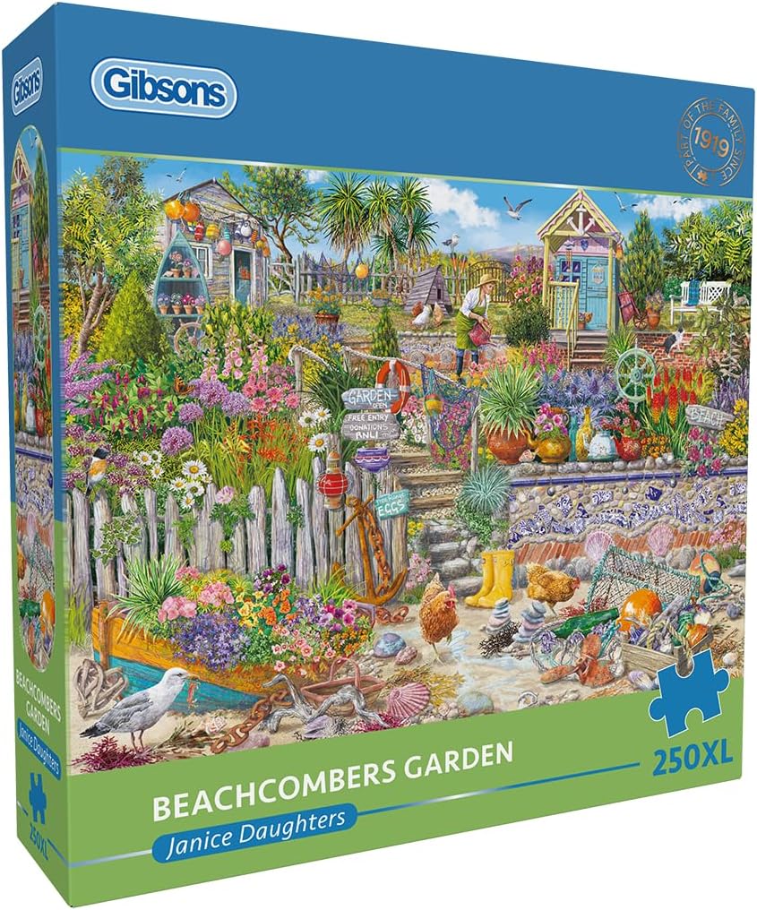 Gibsons Beachcomber's Garden 250XL Piece Jigsaw Puzzle | Beautiful Colourful Jigsaw Extra Large Piece Puzzle for Adults | Sustainable Premium 100% Recycled Board Great Gift for Adults Gibsons Games
