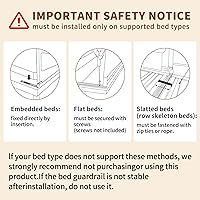 Vista 5 de Barandilla de cama de tamaño individual de 3 piezas para niños pequeños, protector de riel de cama de bebé de altura ajustable con barra