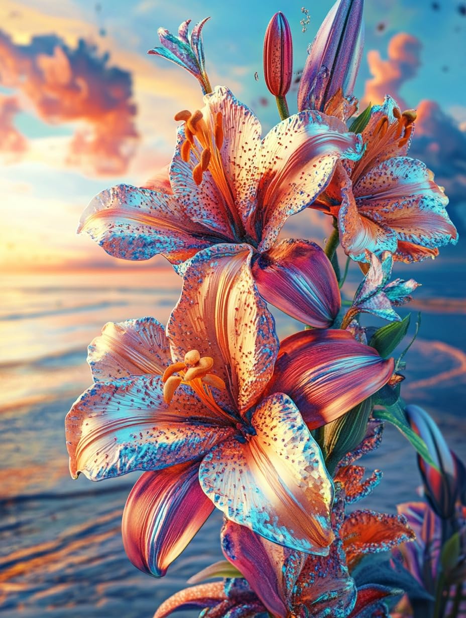 Vaiieyo Flower 5D Diy Diamond Art Kits Adults, Seaside Diamond Painting, Paint With Round Full Drill Crystal Rhinestone Diamonds Gem Art For Home Wall Decoration Gift 12X16inch-9