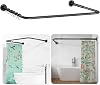 L ShapedU Shaped Shower Curtain Rail, [60-92]X[78-198]X[60-92]cm Adjustable Shower Curtain Pole, Wall Mounted Curved Shower Rail With 12 Rings & Ceiling Support For Bathroom Bathtubs, Need Drilling