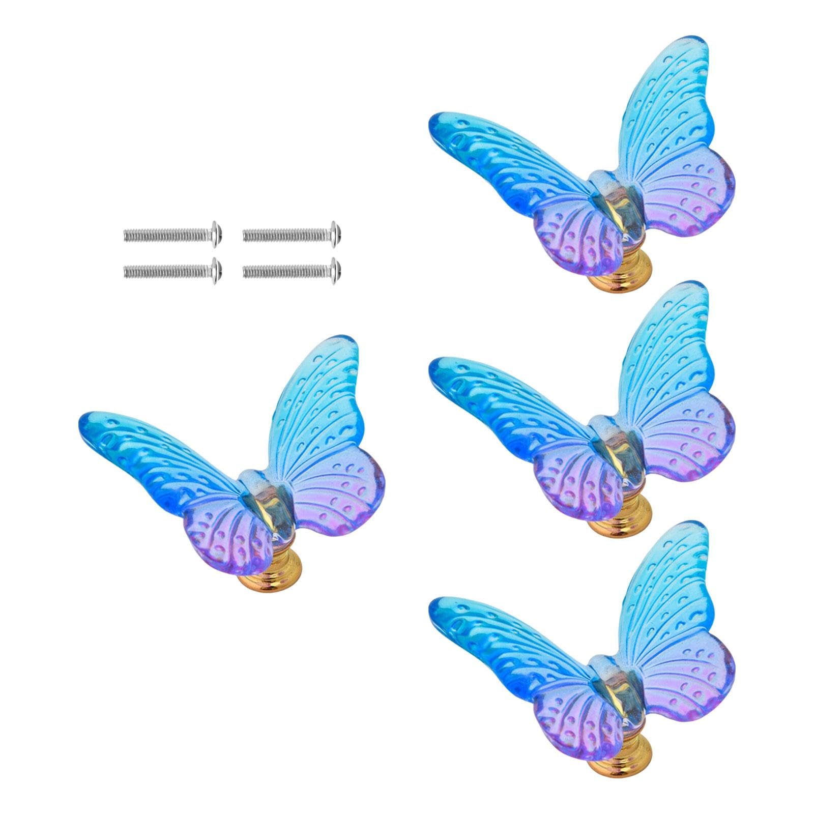 4 Pieces Cabinet Handles Butterfly Design Cabinet Knobs for Dresser Cupboard Purple and Blue-image-39