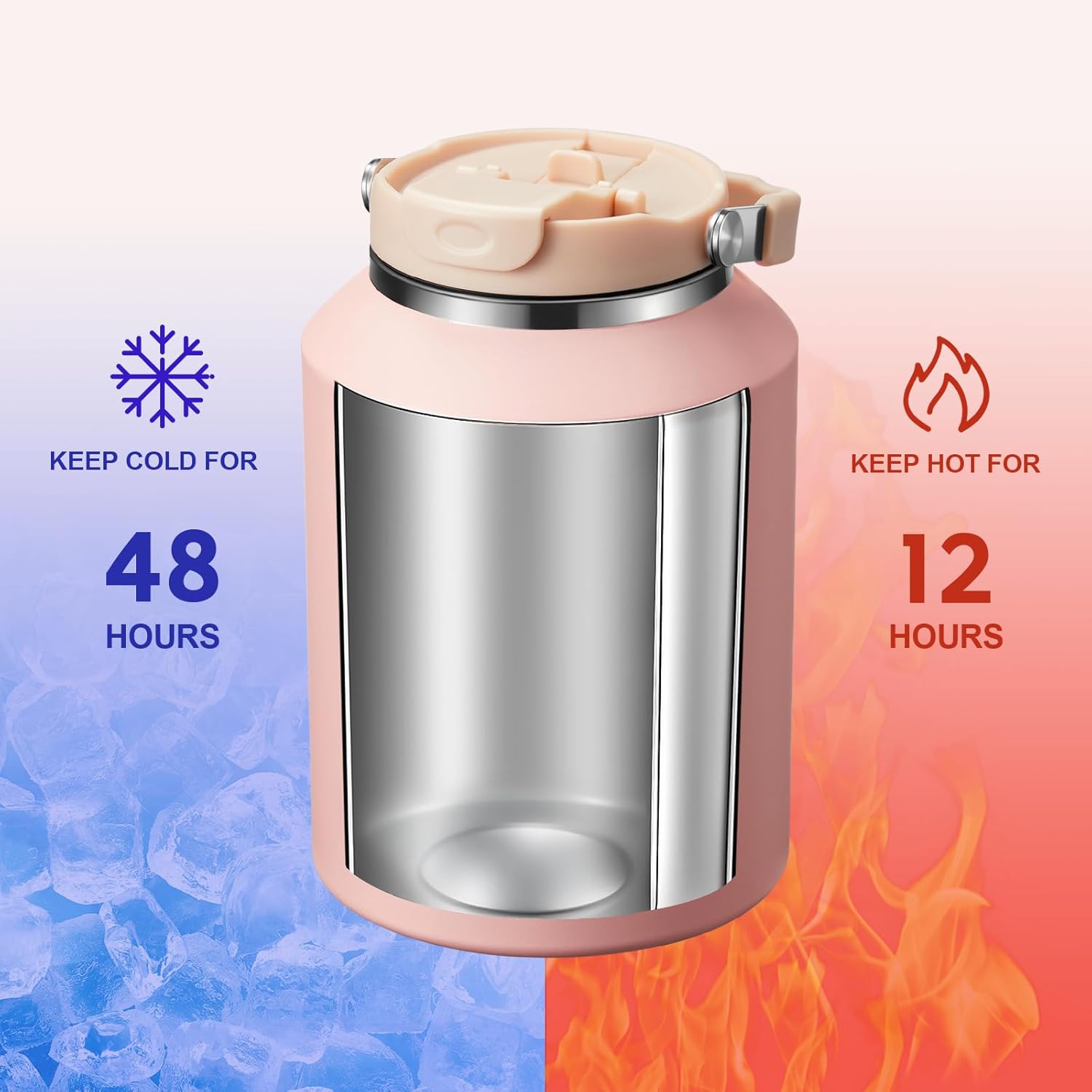 Gpeng 40 oz Tumbler with Handle, Water Bottles with Straw Lid, Insulated Stainless Steel Travel Mug Cup Holder Friendly, Keep Drinks Cold or Hot for 48+ Hours