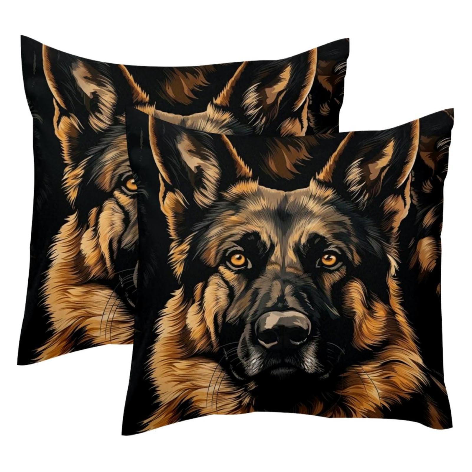 Housses de coussin motif chien de berger en velours doux double face 50x50