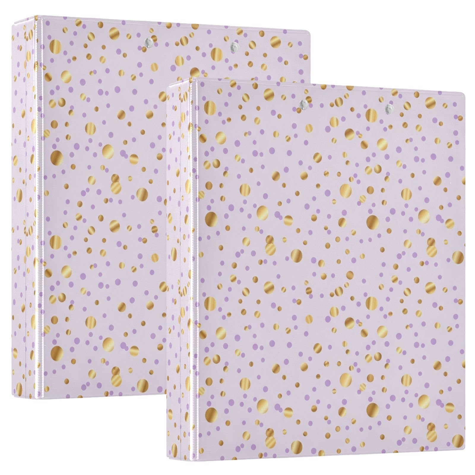 Gold Dots - Carpeta de tres anillos pastel, carpeta de anillos en D, paquete de 2 | Con portapapeles y bolsillos, para escuela, universidad, oficina