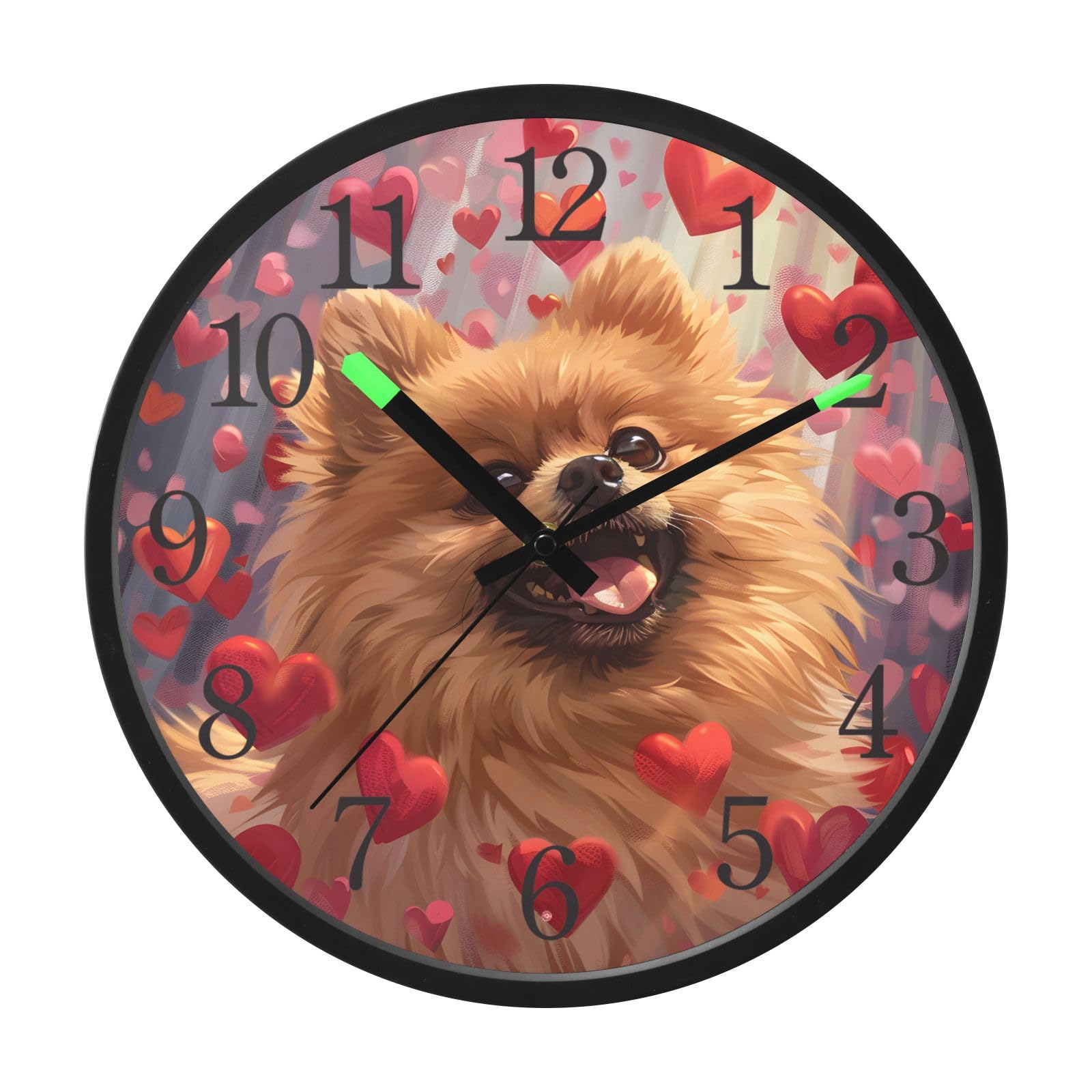 Reloj de pared sin tictac para un sueño reparador en el dormitorio con diseño Pomerania