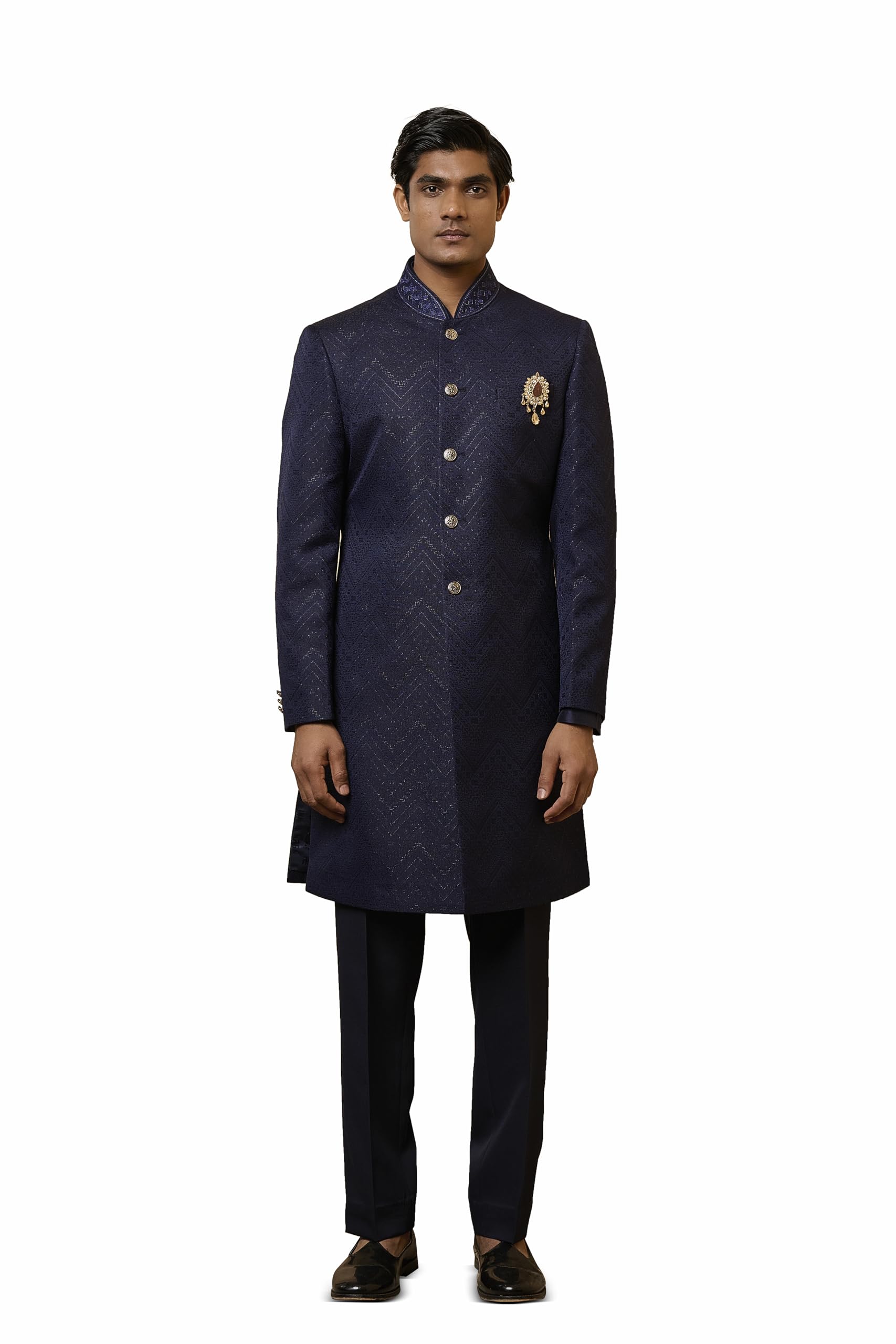 tasva Navy Embroidered Indo-western Set-picture-30