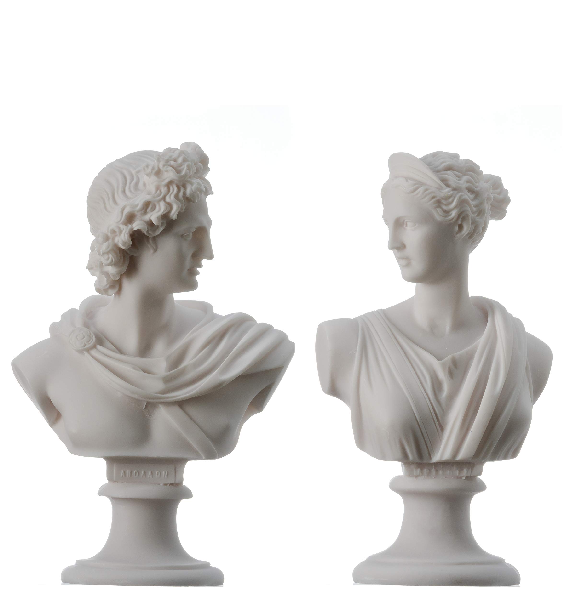 Artemis Diana and Apollo Bust Greek Statues Handmade Figurine Gods Alabaster Articrafts