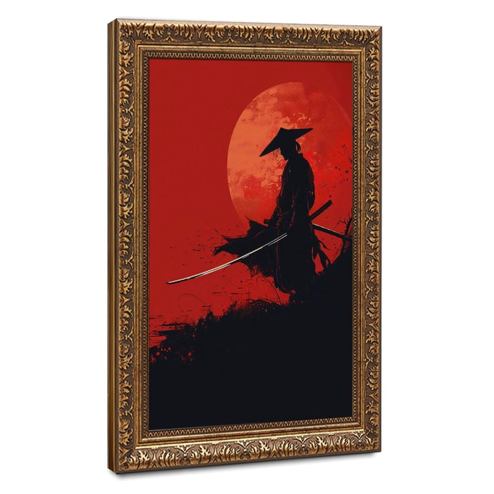 Pyberon Japanese Samurai Poster Art Canvas Poster Bedroom Decor Landscape Office Room Decor Gift 24" L X 36" W