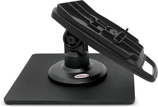ENS Tailwind Pax S300 3" Latch and Lock Compact Pole Mount PIN Pad Stand with Square Freestanding Mobility Base Plate, Black