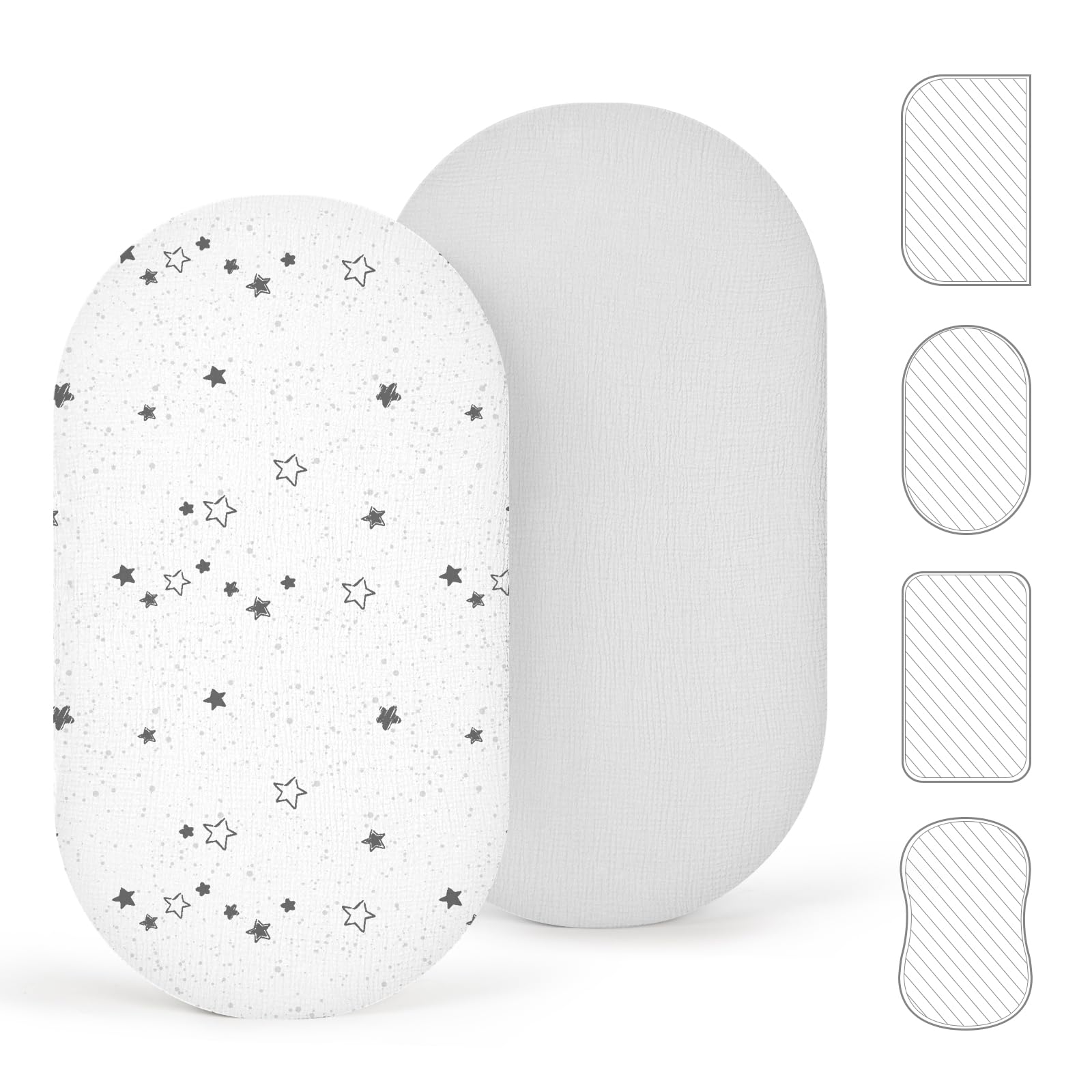 lulumoon 2er Pack Musselin Baby Bettlaken für Stubenwagen & Beistellbett