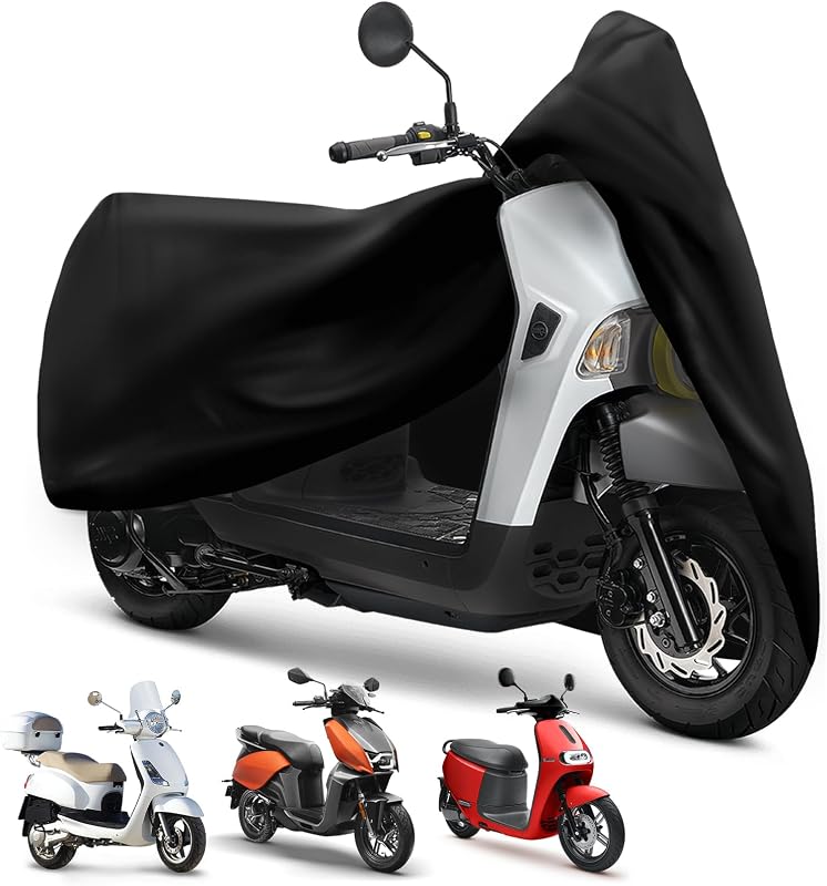 Moped Cover, Vespa Cover Waterproof Outdoor for Small Scooter Cover | Outdoor Protection Against Water, UV, Wind, Fit for Honda 50CC 60'' to 72" in Length Motorcycle Cover, Black