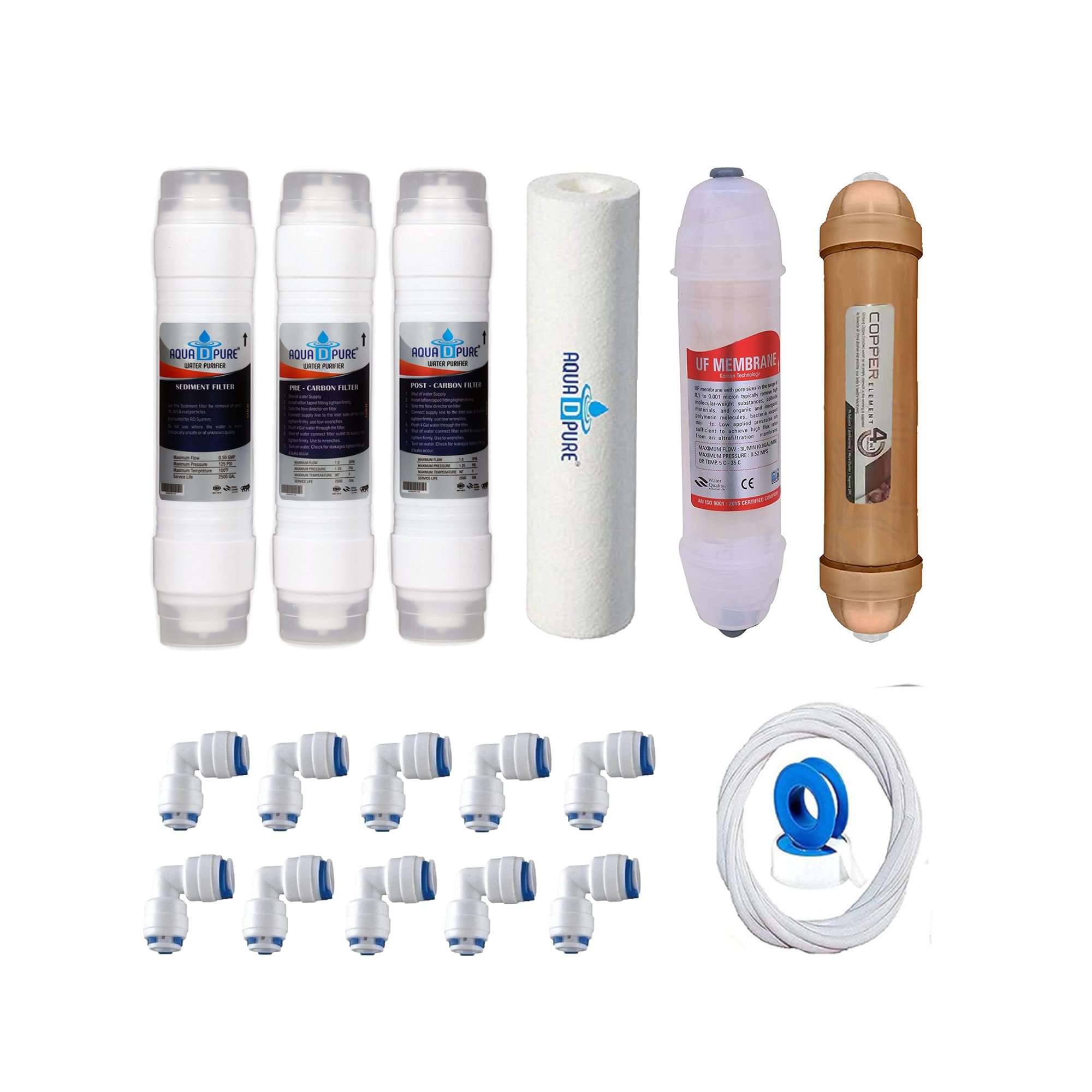 Aquadpure Complete UV Purifier Filter Service Kit Of Water With All Accessories (Pre-Carbon+ Post-Carbon + Sediment+ Spun+ UF Mmb + Copper) (B0D5WD1NTM) Amazon Price History, Amazon Price Tracker