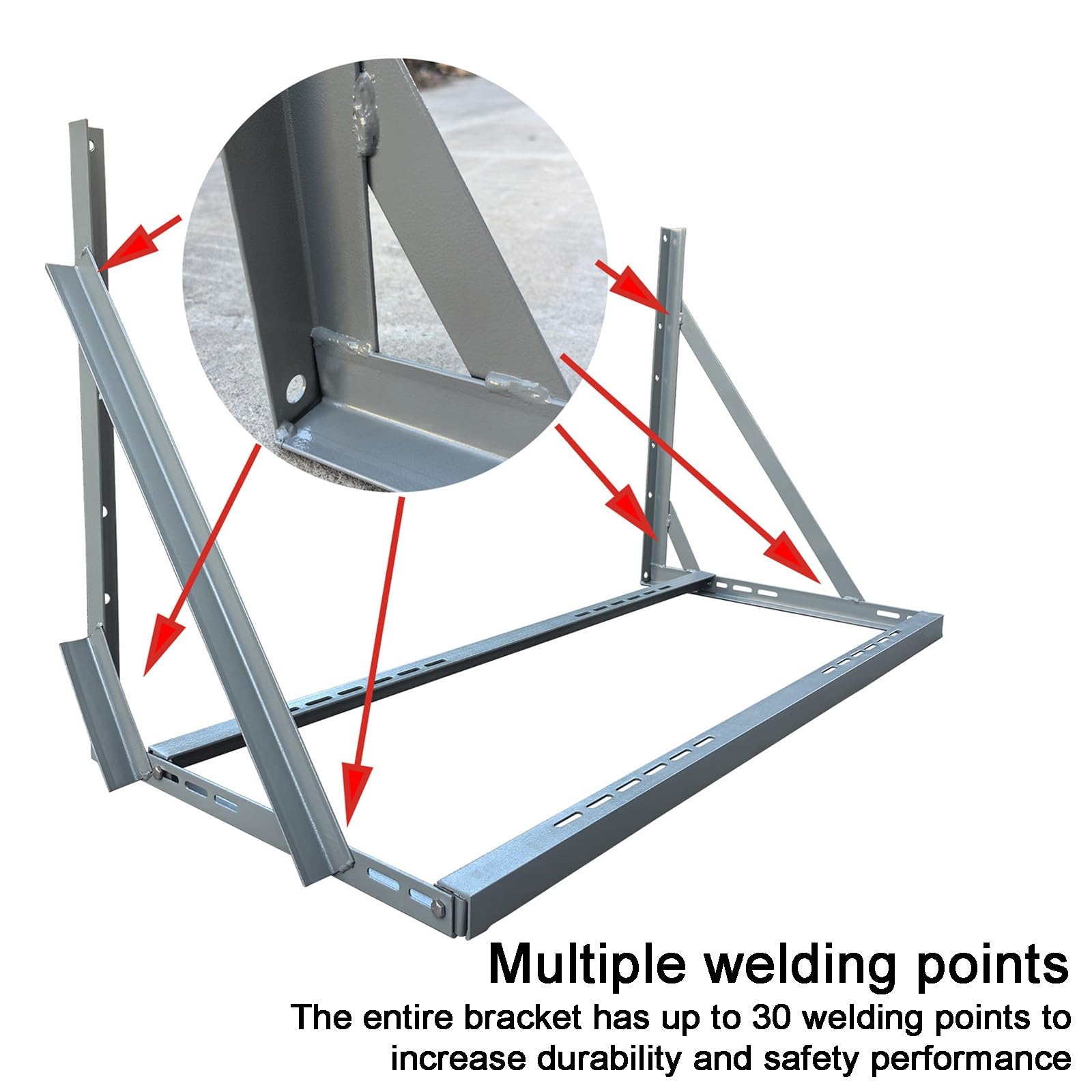 Soporte Aire Acondicionado Exterior, Kit Aire Acondicionado de Hierro Angular con Doble Travesaño, para Bombas de Calor Sin Ductos Mini Split, Capacidad de 400 Kg