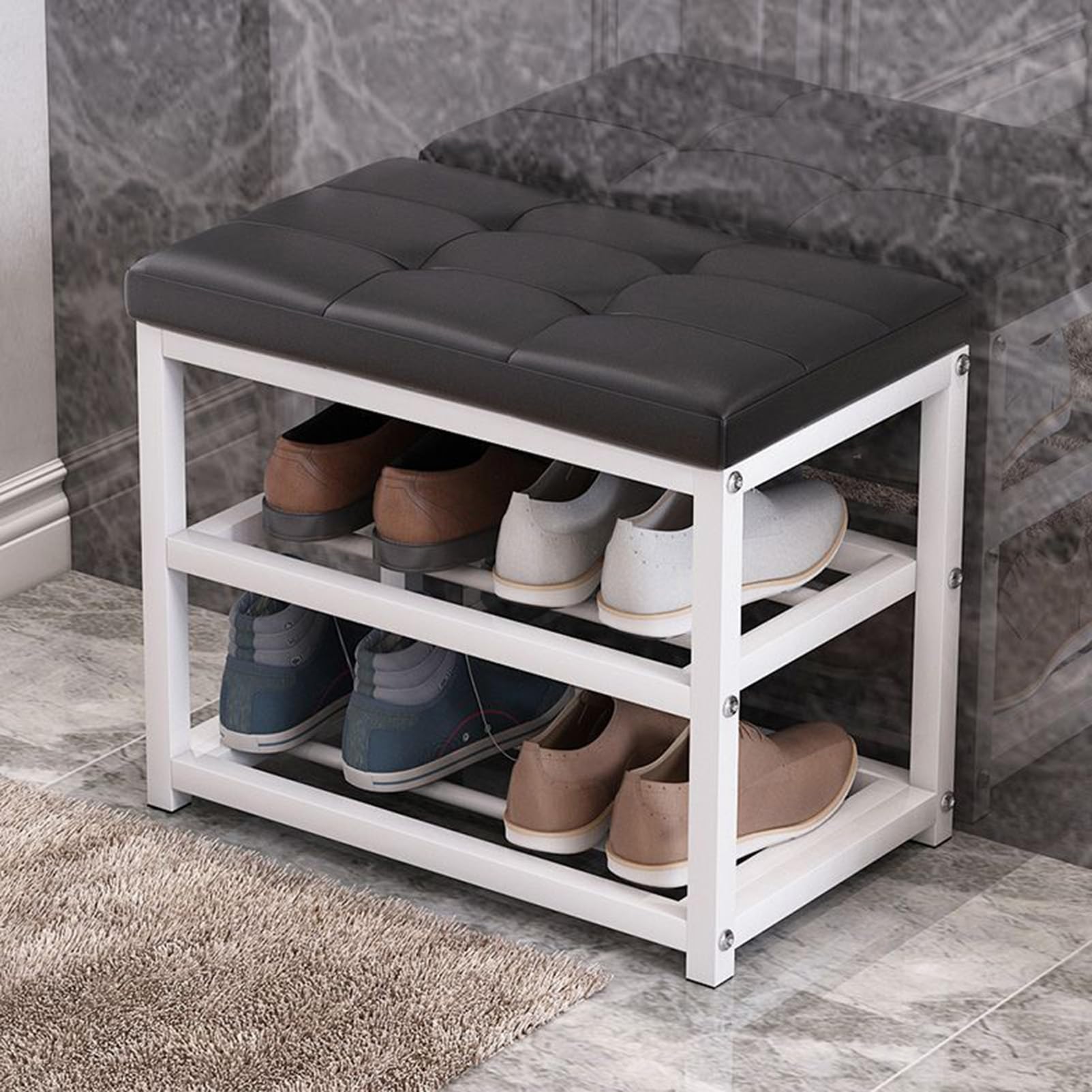 Banc à chaussures gain de place pour résoudre le désordre des entrées étroites