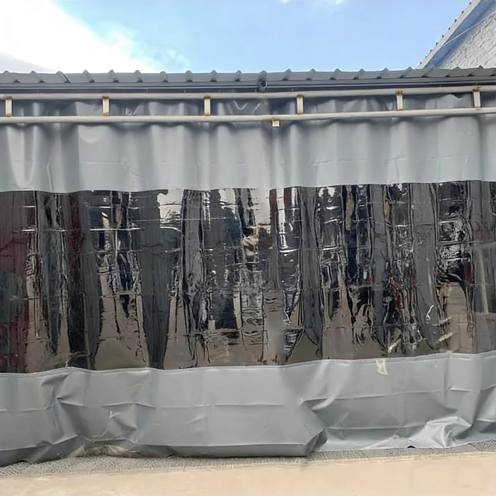 GJMSSMY Waterproof Outdoor Tarp - Industrial Vinyl Divider for Work Areas Wind Block & (Grey 2.1x2.5m) - Perfect for Commercial Use and Job Sites