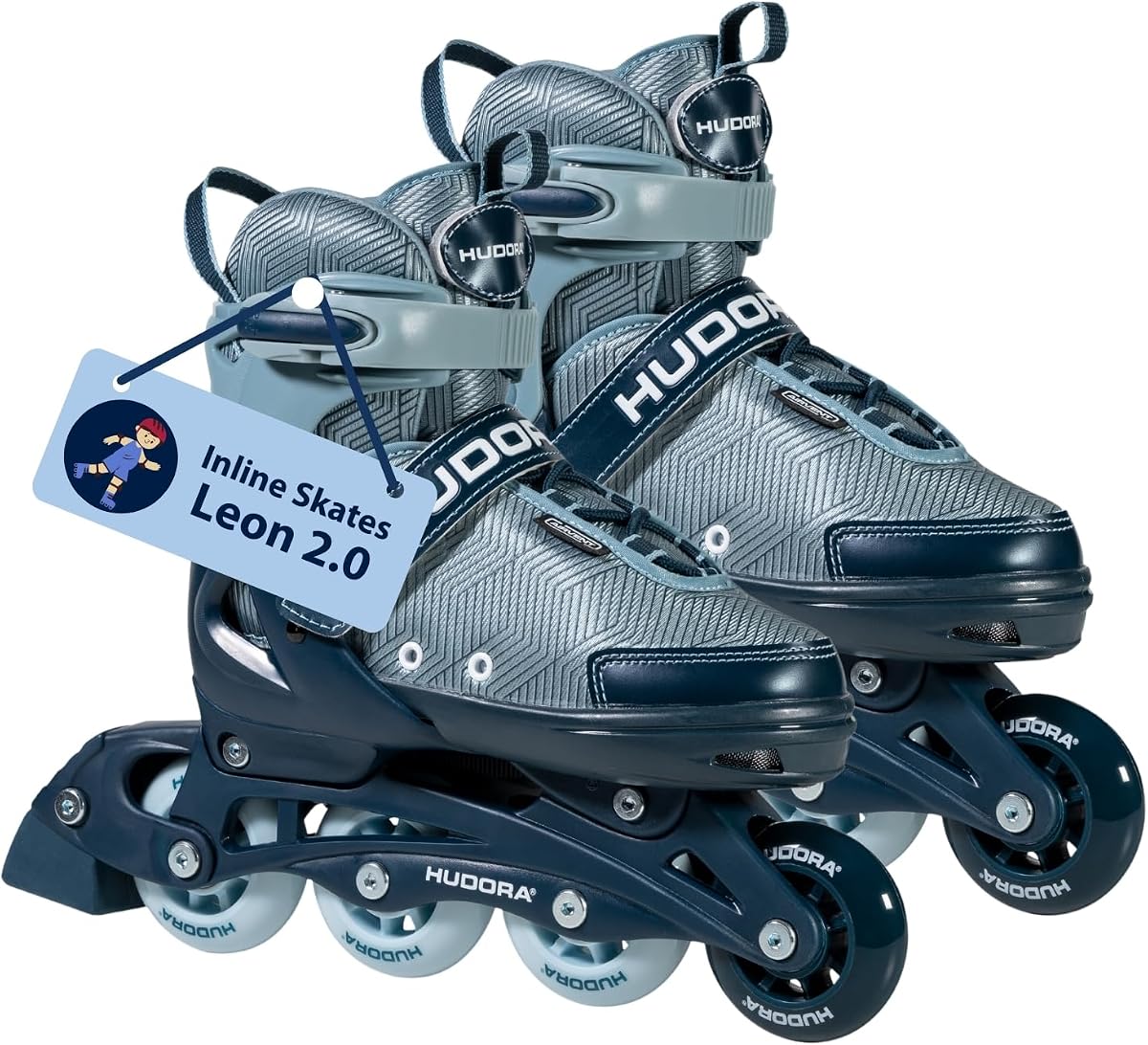 HUDORA Inline Skates Mia/Leon - Inliner für Kinder/Jugendliche & Erwachsene in versch. Größen & Farben - Roller Skates bis zu 4 Größen verstellbar - Bequeme & stilvolle Rollerskates