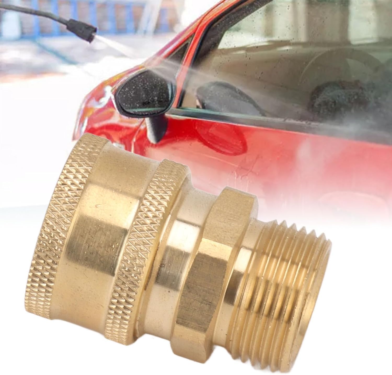 Adaptador de conexión para hidrolimpiadora M22 (2 unidades), cobre puro, conector hembra NPT de 3/8" a macho M22 para conexión universal de mangueras y bombas (orificio interior de 15 mm/0,59")